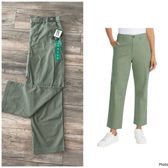NWT G.H. Bass & Co. Ladies' Chino Pant, Green, Size 12 - Picture 1 of 5